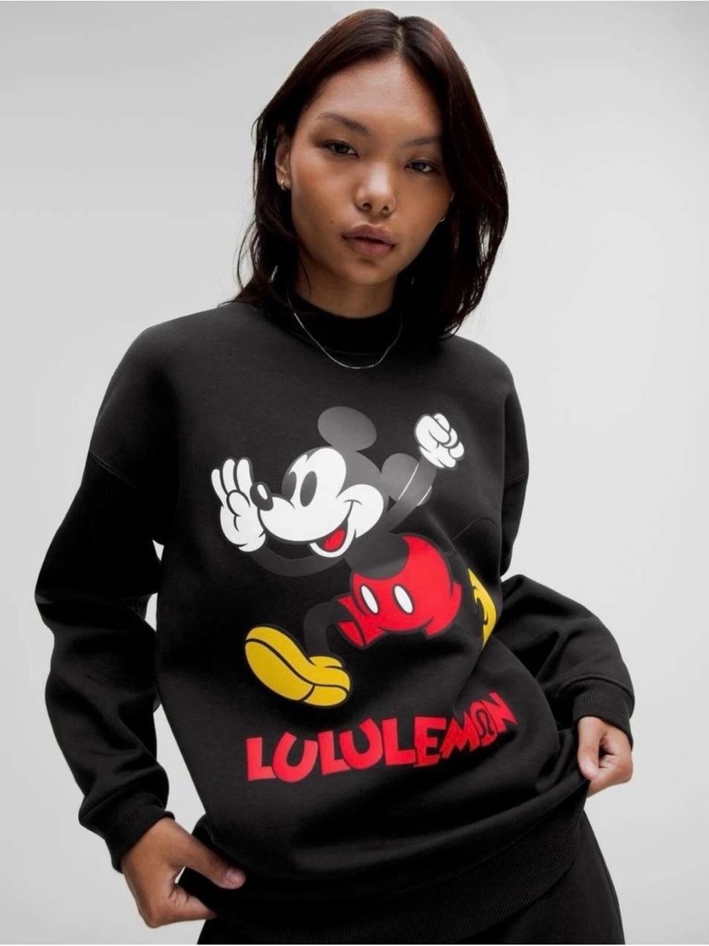 Disney × Lululemon Mickey Mouse Oversized Pullover Sweatshirt - Black / Size S